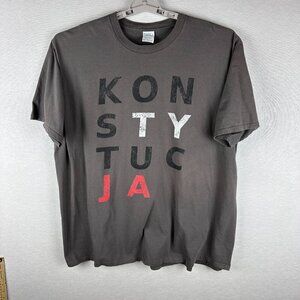 PORT & COMPANY POLISH PROTEST T-SHIRT, "KONSTYTUCJA" GRAPHIC, GREY, 3XL